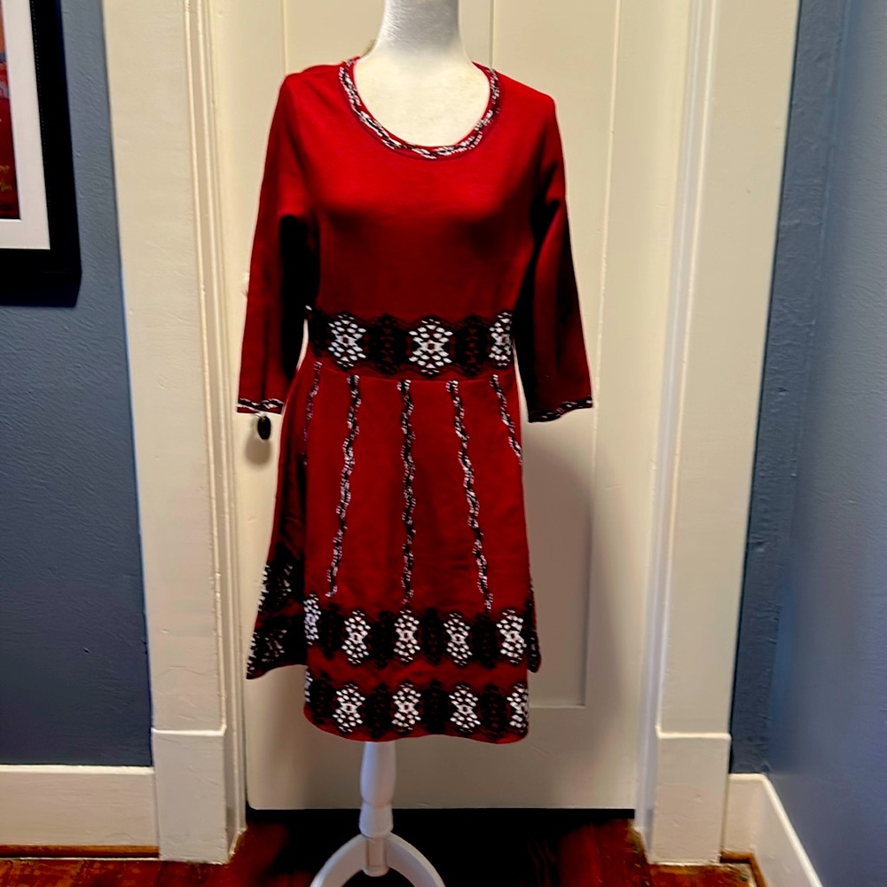 Neiman Marcus Fit and Flare Sweater Dress